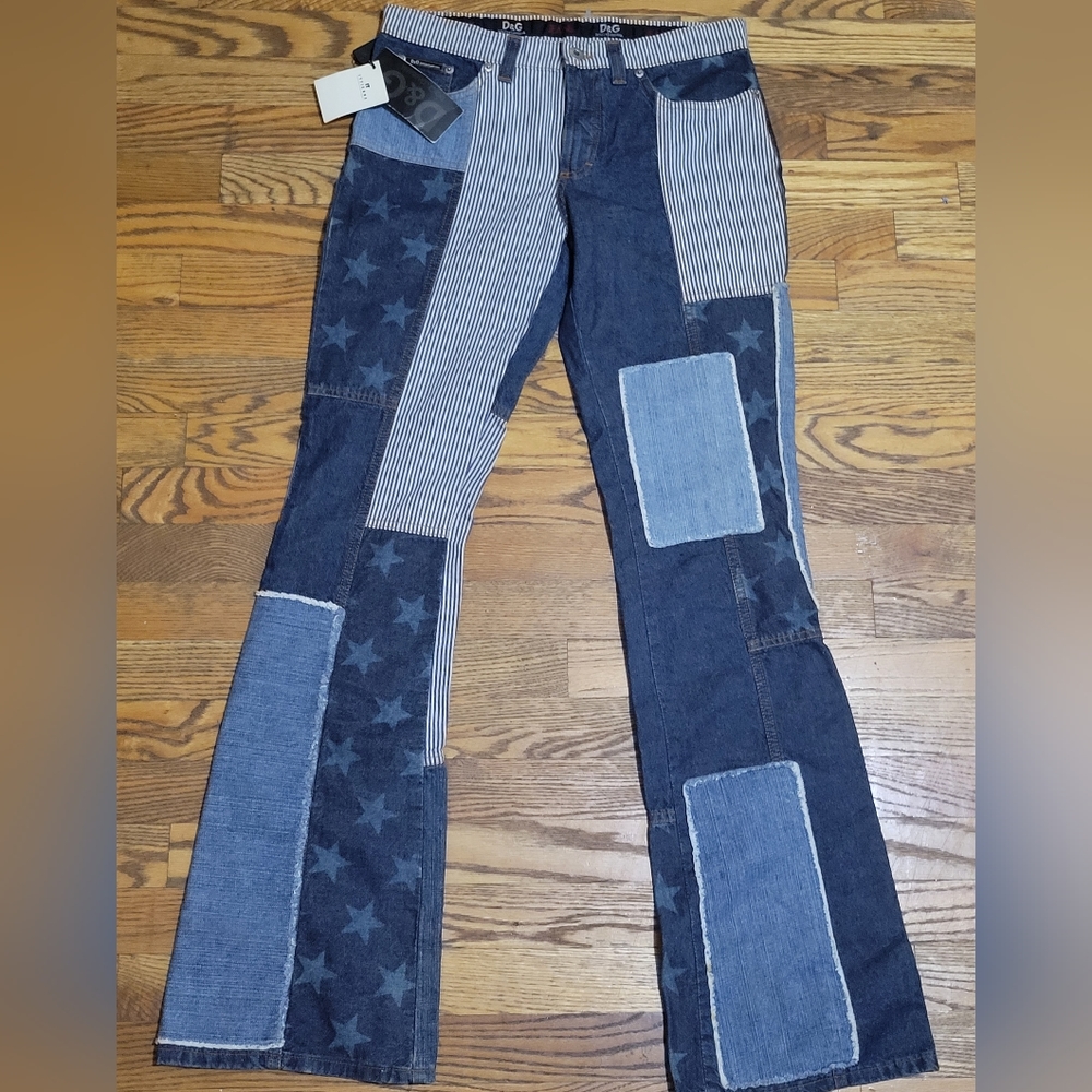 NEW! Y2K Dolce & Gabbana patchwork vintage flare jeans! 🔥